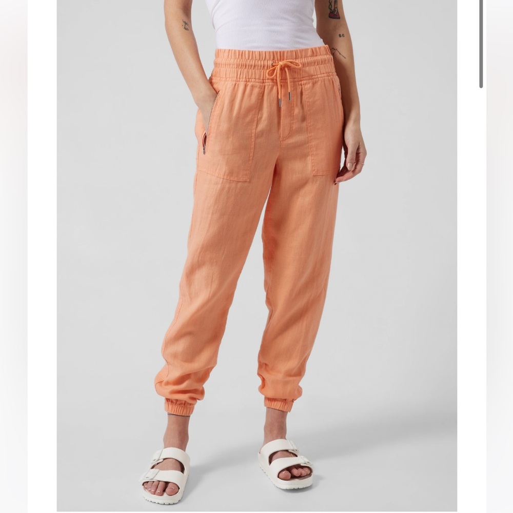 Athleta Cabo Tide Linen Jogger Pants in Cactus
Peach Orange Size 4